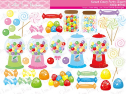 Candy Clipart, Sweet Shop , Candies, Sweet Shoppe , Candy Birthday  Invitation, Lollipop, Gumball, Gums , Bubble Gum (CG218)