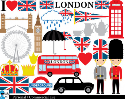 London UK Set Clipart Digital Clip Art Graphics Personal