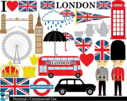 London UK Set Digital Clip Art Graphics Personal Commercial Use 45 images  cod151