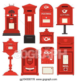 Vector Art - Red postboxes and letterboxes icons. Clipart ...