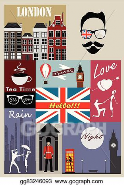 EPS Vector - Retro style poster with london symbols. Stock ...