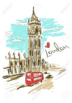 Colorful Sketch Illustration Of Big Ben Tower In London ...