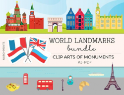 Landmarks vector, landmark clipart, world monuments, Paris ...