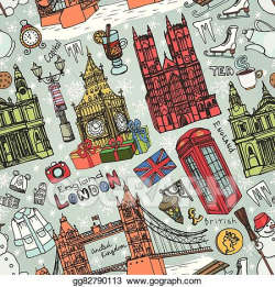 Vector Illustration - London winter landmarks seamless ...