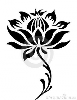 Illustration drawing of beautiful black lotus flower pattern ...