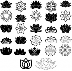 Lotus SVG, Silhouette File, Clipart, Flower svg, Botanical svg, Floral svg,  Cricut File, Cut File, Vector, Vinyl File, eps, dxf, png, svg