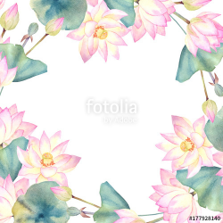 Watercolor floral border on white background. Vintage style ...