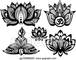 Vector Stock - Set of ornamental lotus. Clipart Illustration ...