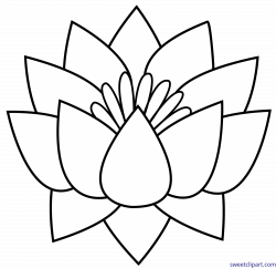 Lotus Flower Lineart Clip Art - Sweet Clip Art