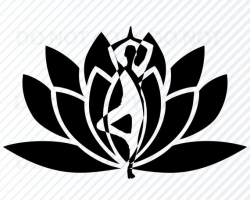 Yoga Lotus SVG Silhouette - Woman yoga Vector Images Clipart SVG files For  Cricut - Yoga logo Lotus flower - Eps, Png ,Dxf - Clip Art