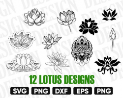 lotus svg, flower svg, lotus clipart, lotus silhouette, lotus vector, lotus  flower clipart, lotus dxf, lotus cut file, yoga svg, stencil eps