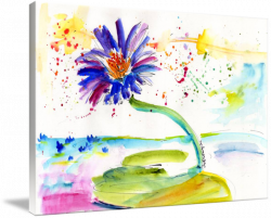 Blue Lotus Flower Watercolor by Ginette by Ginette Callaway
