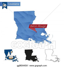 Vector Illustration - State of louisiana blue low poly map ...