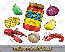 Louisiana Vector Clipart, Crawfish Boil Clipart, Crawfish ...