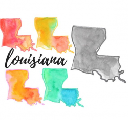 State clipart - Louisiana clip art - Watercolor clip art - Watercolor State  clip art- Commercial use