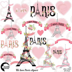 Paris clipart, PINK PARIS Clip Art, Paris Theme Clipart ...