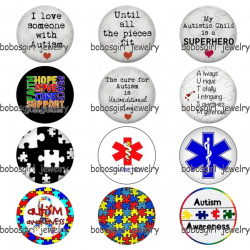 The cure for Autism is unconditional Love glass Magnetic button Bead ...