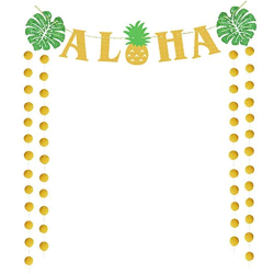Details about Glitter Hawaiian Aloha Party Decorations Large Gold Glittery  Banner Luau Favors