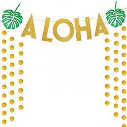 Amazon.com: TMCCE Luau Party Supplies Gold Glittery Aloha ...