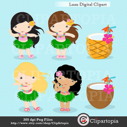 Luau Clipart / Hawaii Clipart / Hula Girl ClipArt / Aloha ...