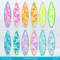 surfboard clip art with Hawaiian pattern | Let's Luau ...