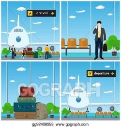 Vector Clipart - Airport, arrival and departure. Vector ...