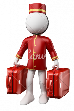 3D Bellhop with Two Suitcases - Photos by Canva