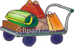 A Pile of Luggage on a Luggage Cart - Royalty Free Clipart ...