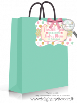 Mint, Gold, and Pink 1st birthday Birthday Favor Tags [DI-630FT ...