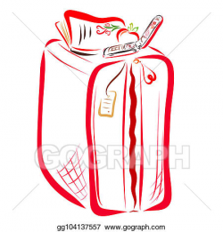 Stock Illustration - A suitcase with luggage, a book, a ...