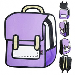 MATOP 3D 2D Cartoon Comic School Bag Travel Book Bag Laptop Backpack Canvas  Backpack Purple
