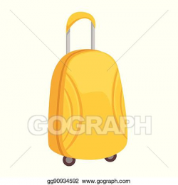 Clip Art Vector - Stylish yellow suitcase on wheels with ...