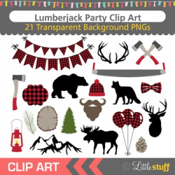 Lumberjack Party Clip Art, Woodland Clipart, Lumberjack Plaid ...