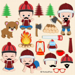 Lumberjack clipart, Baby Lumberjack, Camping clipart, Woodland clipart