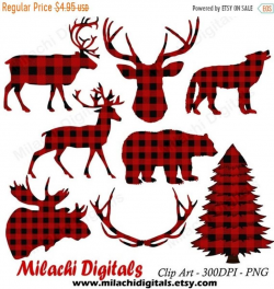 70% OFF SALE Buffalo plaid clipart, lumberjack clipart, vector graphics,  animal clipart, digital clip art, commercial use - M445