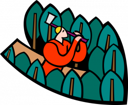 Lumberjack Cuts Down Tree with Axe - Vector Image