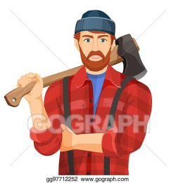 Vector Illustration - Axeman with wooden axe isolated on ...