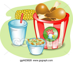 Drawing - Illustration of a complete chicken lunch. Clipart ...