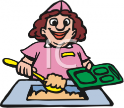 Royalty Free Clipart Image of a Lunch Lady Serving Food ...
