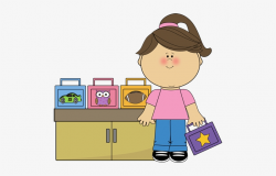 Girl Lunch Box Monitor Clip Art - Lunch Helper Classroom Job ...