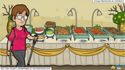 clipart #cartoon A Female Nordic Walker and A Savory Food ...