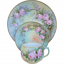 Paul Putzki Bavaria 1900 Hand Painted Pink Roses Floral Cup, Saucer ...