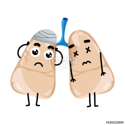 Human sick lungs cartoon character