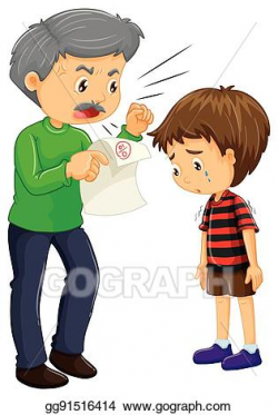 Vector Art - Angry father and boy with bad grades on paper ...