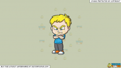 Clipart: A Mad And Angry Boy on a Solid Pale Silver C6Ccb2 Background