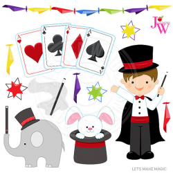 Lets Make Magic Cute Digital Clipart Magic Clip art Magician