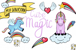 Cute Magic - Unicorns and Pegasus clipart By Ink & Brush Art ...