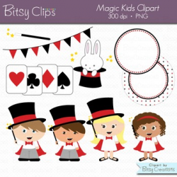 Magic Kids Digital Art Set Clipart Commercial Use Clip Art Magician ...