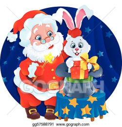 EPS Illustration - Magician santa and rabbit. Vector Clipart ...