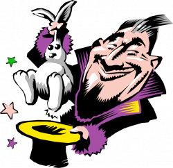Circus Magician Pulls Rabbit Out of Hat - Vector Image
